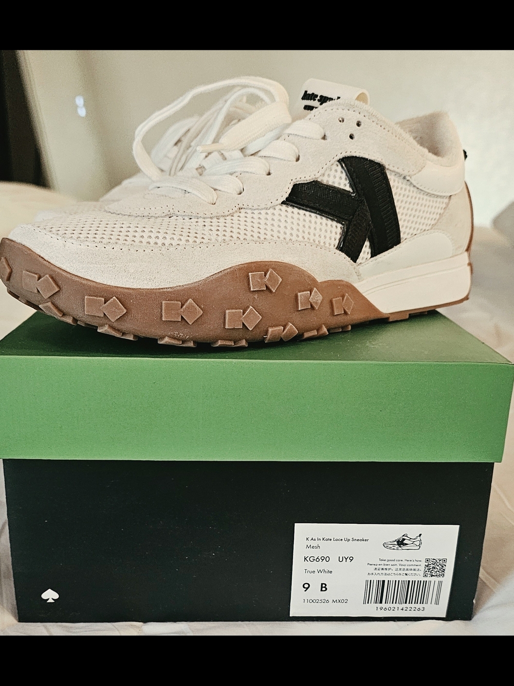 kate spade White Mesh Sneakers with Brown Outsole